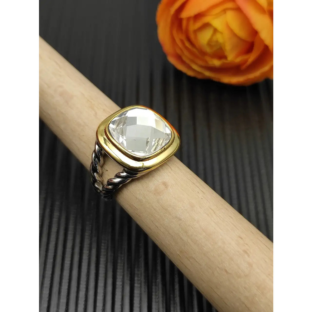 David Yurman two-tone square diamond ring - Picture 3 of 4